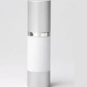 Envase Airless 30 ml Blanco con Base y Tapa Plata Mate