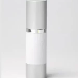Envase Airless 50 ml Blanco con Base y Tapa Plata Mate