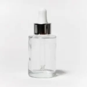 Gotero Blanco con Cuello Plata 30 ml – Vidrio Natural