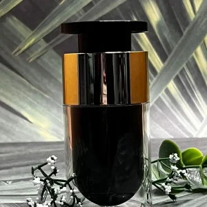 Envase Airless de 30 ml Negro con Aro Dorado